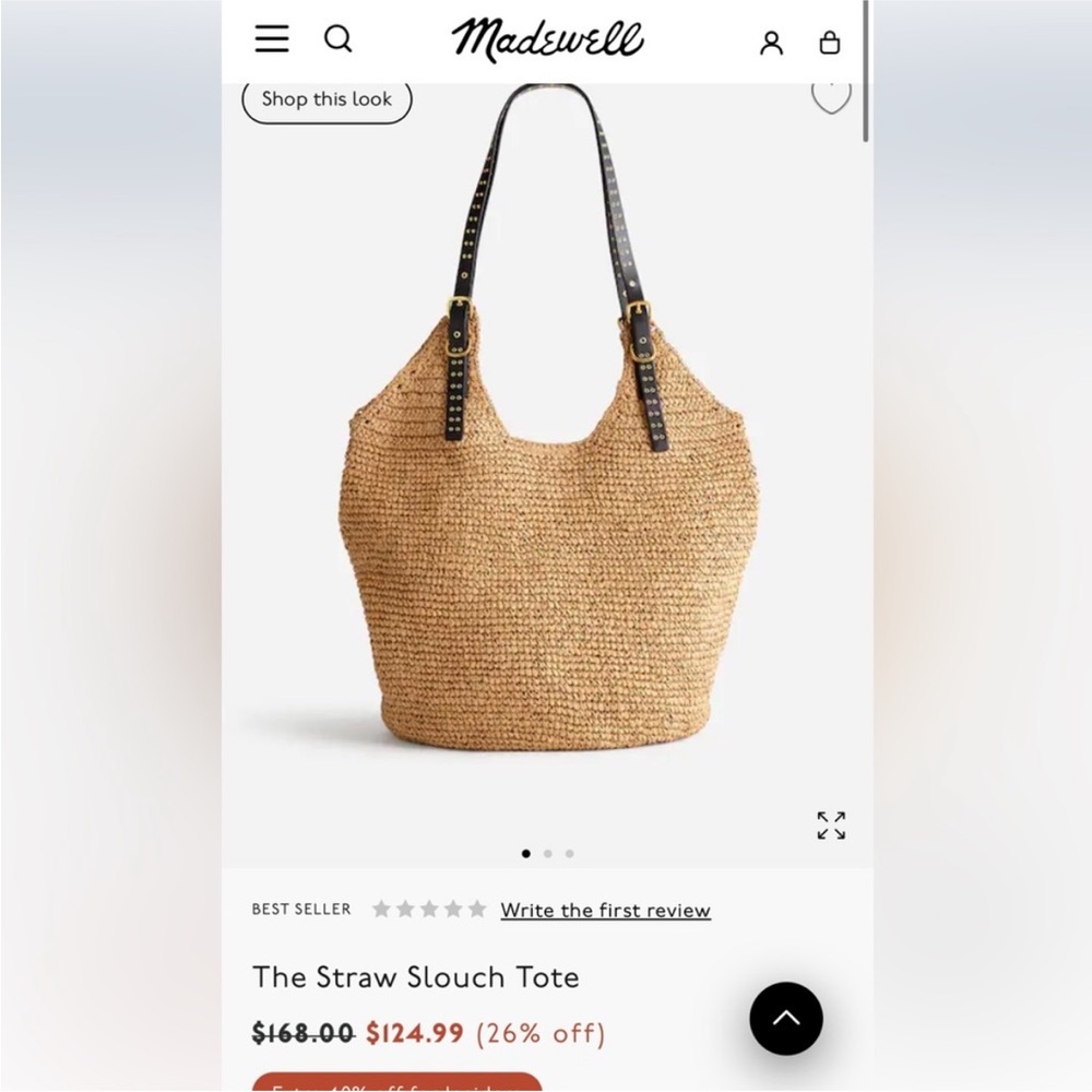 Madewell Woven Tote with Black Straps